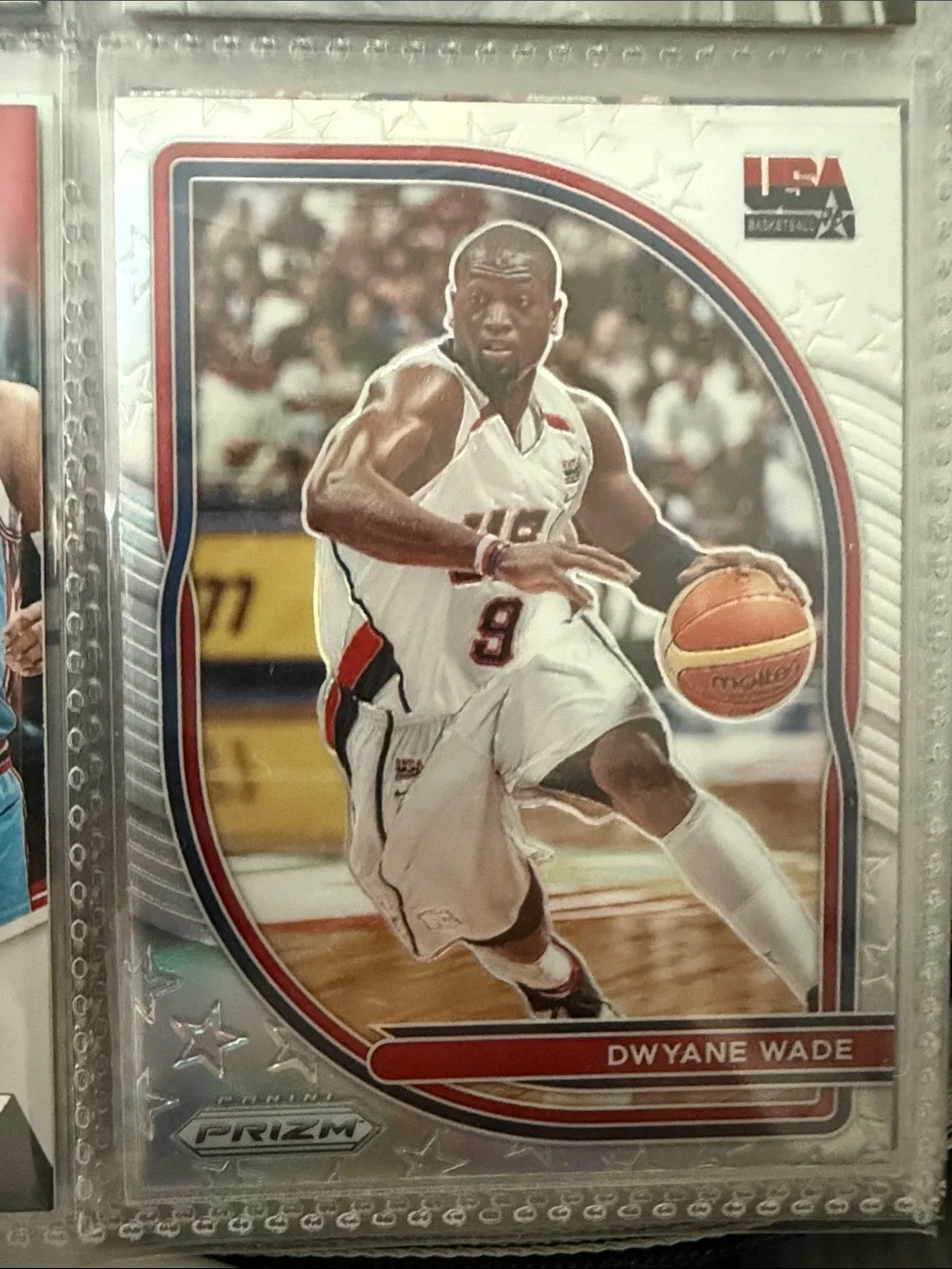 Silver USA Basketball Prizm Trading Card - White/Red Accents Dwayne wade silver